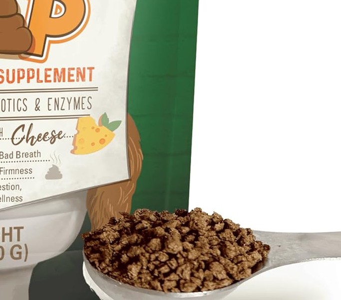 A spoon of Bernie's Perfect Poop grass bits